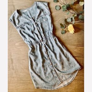 Tribal Print Denim Dress